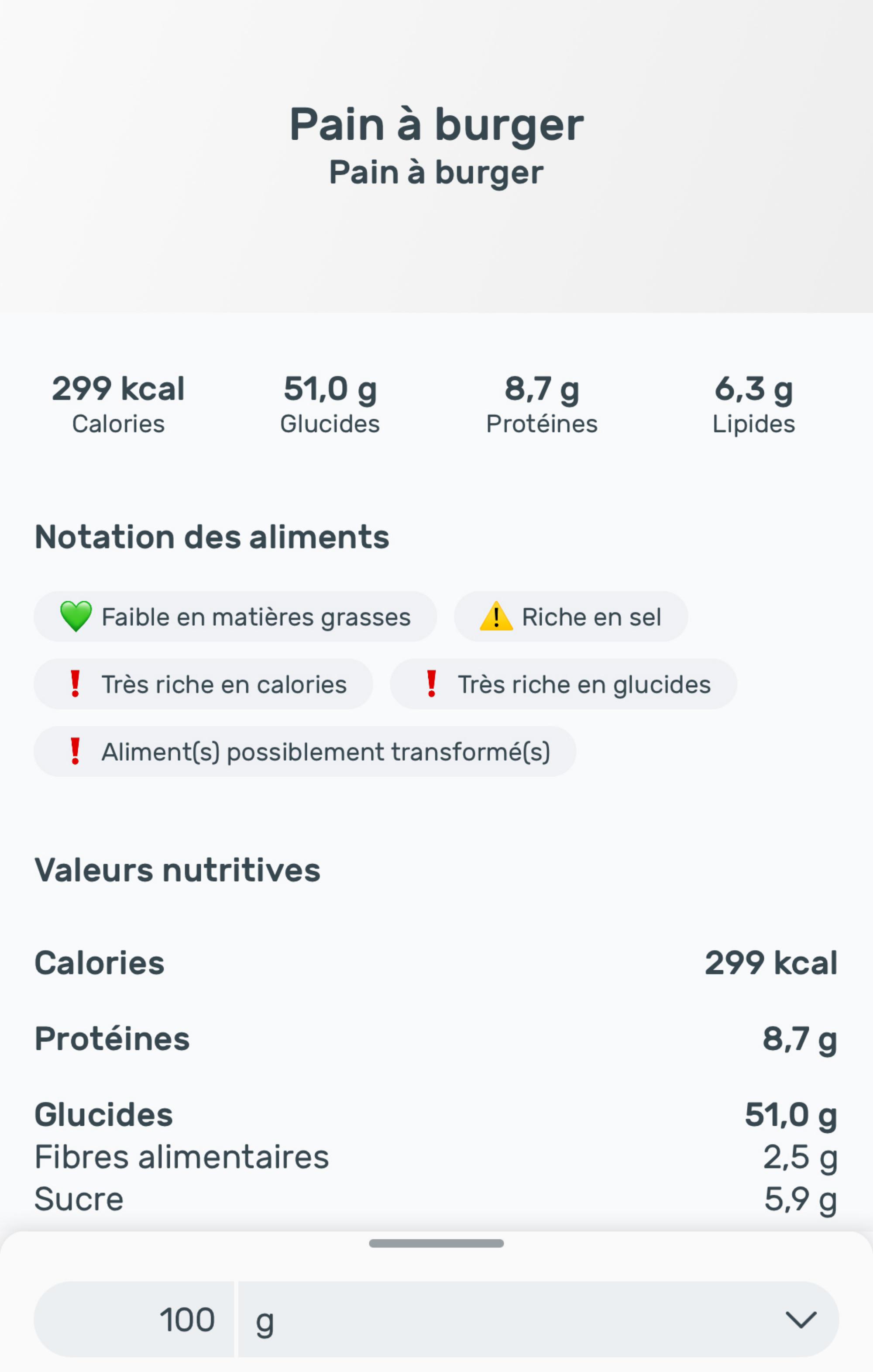 Fiche Yazio de la Recette