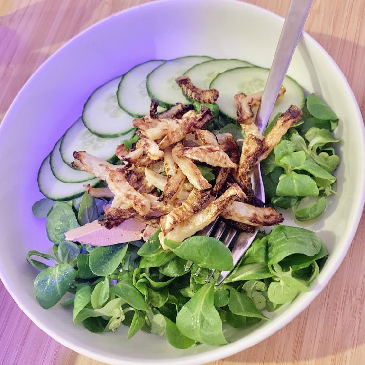 Salade Concombres & Mâche à l'huile d'Olive | Frites de Celeri